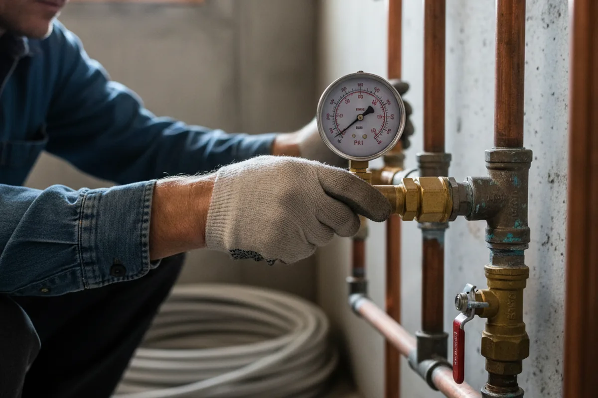 Pressure testing a repaired line during Water Line Repair in El Sobrante